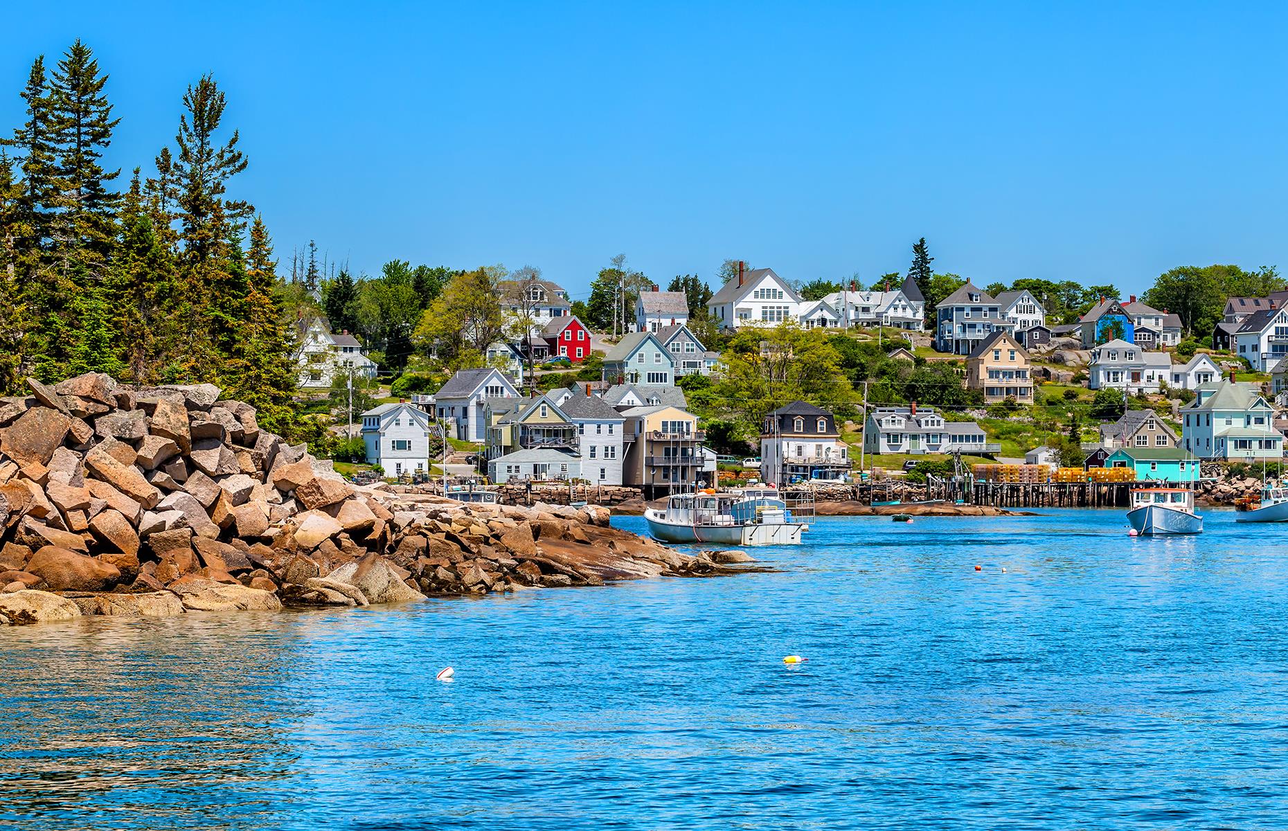 <p>Just one of the many stunning seafront towns in Maine, Stonington is located at the tip of Deer Isle in Penobscot Bay. This coastal village is best known for its extensive lobster fleet of more than 300 boats, which is the largest in the state, so obviously you can expect to eat first-class seafood here. If you stay at the waterfront Inn on the Harbor, you can watch the boats leave at sunrise and then see them come back in with the day's catch ready for you to sample for dinner – <a href="https://www.innontheharbor.com/inn-on-the-harbor-covid-19-guidlines-requirements.htm">check here</a> for the latest travel information if you'd like to book.</p>