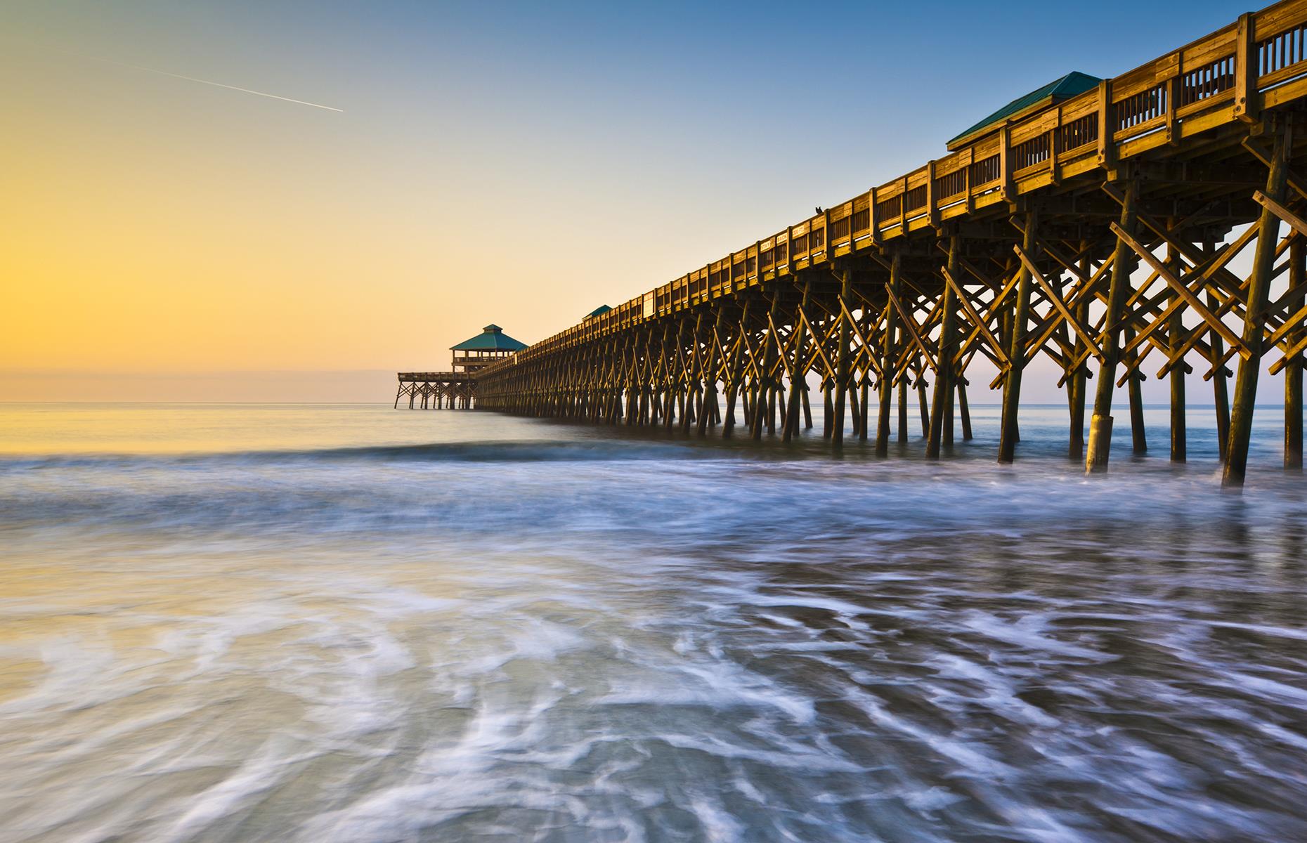 <p>Just a stone's throw from Charleston, this little South Carolina city is often referred to as 'the edge of America'. One of the top surfing destinations on the East Coast, Folly Beach is a great place for fun activities like fishing and birdwatching, as well as shopping or just enjoying a restorative walk on the beach. The Folly Beach Pier stretches more than 1,000 feet (305m) into the ocean, while the nearby <a href="https://www.ccprc.com/61/Folly-Beach-County-Park">Folly Beach Country Park</a>, with its pelican rookery, is a nice spot for picnics.</p>