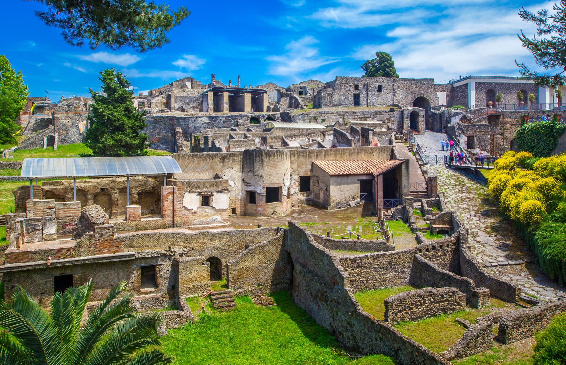 Slide 36 of 50: Most will have heard of Italy's Pompeii, the legendary Roman city that was destroyed by Mount Vesuvius' cataclysmic eruption in AD 79. Today what's left of Pompeii, including its ancient city gates, forum and basilica, draws tourists and historians from the world over. Research into this devastated city is ongoing, and conservation work in 2018 unveiled a previously unknown pocket of the site: the 'House of Jupiter'.