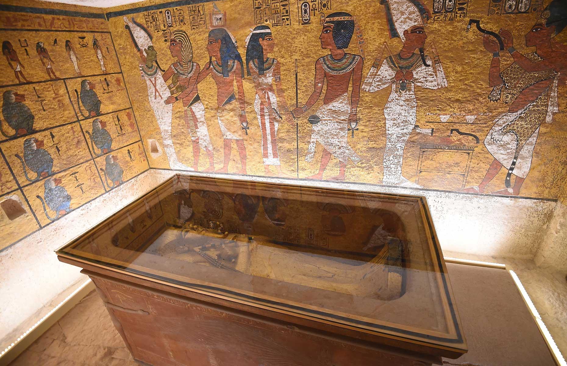 Slide 6 of 50: Further south, in the Valley of the Kings, the last resting place of King Tutankhamun is still yielding secrets. And some are quite literally out of this world. When Howard Carter opened the tomb in 1925, two daggers were found with the sarcophagus, one of which was resting on the right thigh of the king. Studies have now confirmed this weapon is made from iron that probably came from a meteorite. The composition of the 13.4-inch (34.2cm) long dagger's blade contains a high amount of nickel that's not found anywhere on Earth, suggesting to scientists that its raw materials were extraterrestrial.