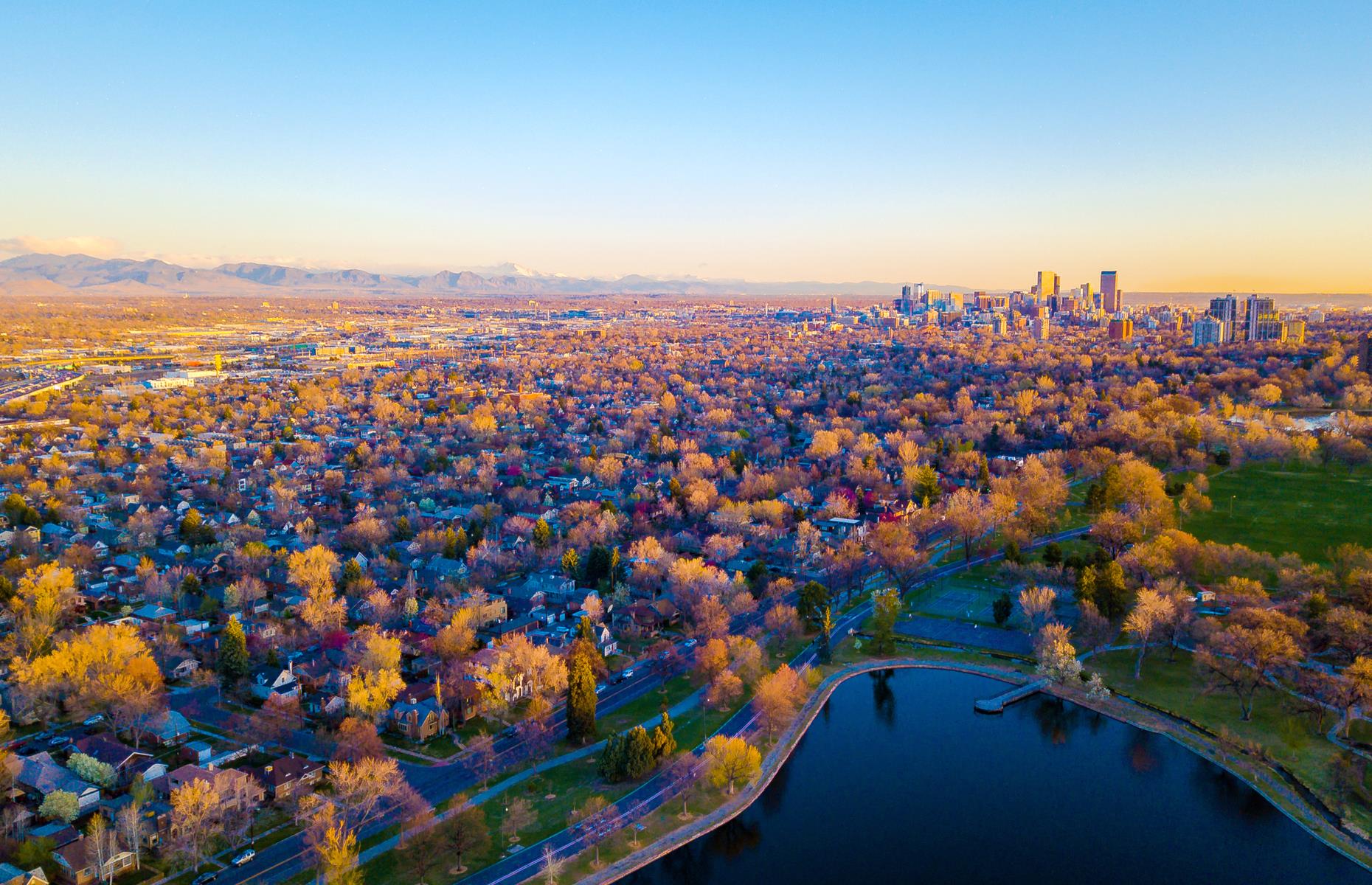 Slide 7 of 45: Colorado's capital, the Mile High City, certainly lives up to its moniker. As its nickname suggests, Denver sits some 5,280 feet (1,609m) above sea level and dramatic vistas of the Rocky Mountains can be seen from all over town. Pictured here in fall, Denver's cluster of skyscrapers rise from a canopy of yellow and orange, and a forest of peaks line the horizon.