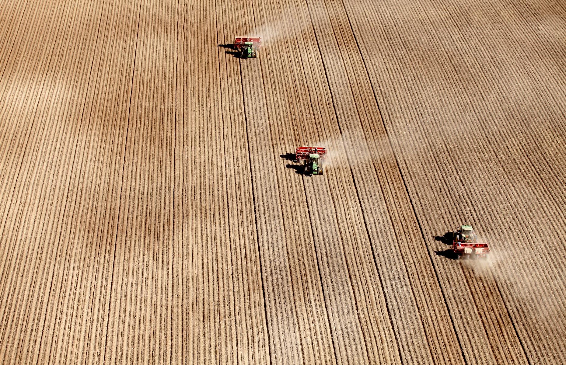 Slide 33 of 45: Idaho's American Falls is not one of the most-visited spots in the States but the city and its bucolic surrounds are pretty photogenic, especially when captured from up high. Power County, where American Falls is located, is best known for its agriculture and this shot sweeps over neatly striped potato fields close to the small city.