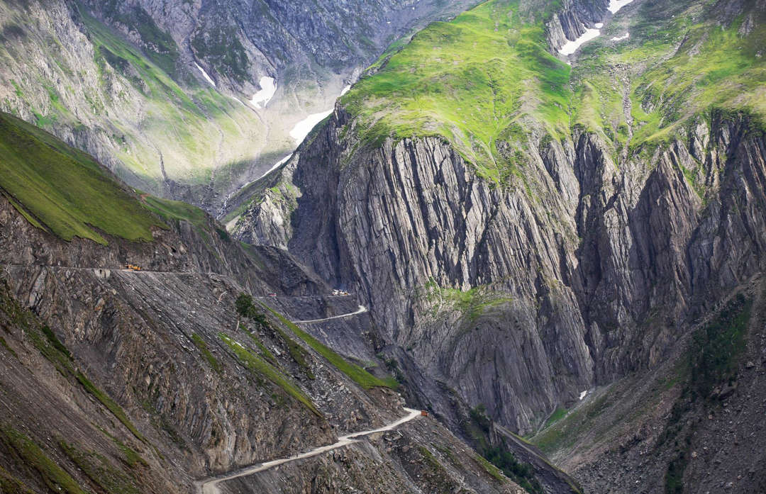 Slide 37 of 44: Drivers must contend with extreme weather conditions and an extremely narrow and steep route on this hazardous road between Ladakh and Kashmir in India. As well as strong winds and landslides, there are no barriers to prevent vehicles from plunging down the steep gorge. The pass, which climbs to 11,500 feet (3,000m) above sea level on the edge of the Himalayas, is part of National Highway 1, which goes between Srinagar and Leh. 