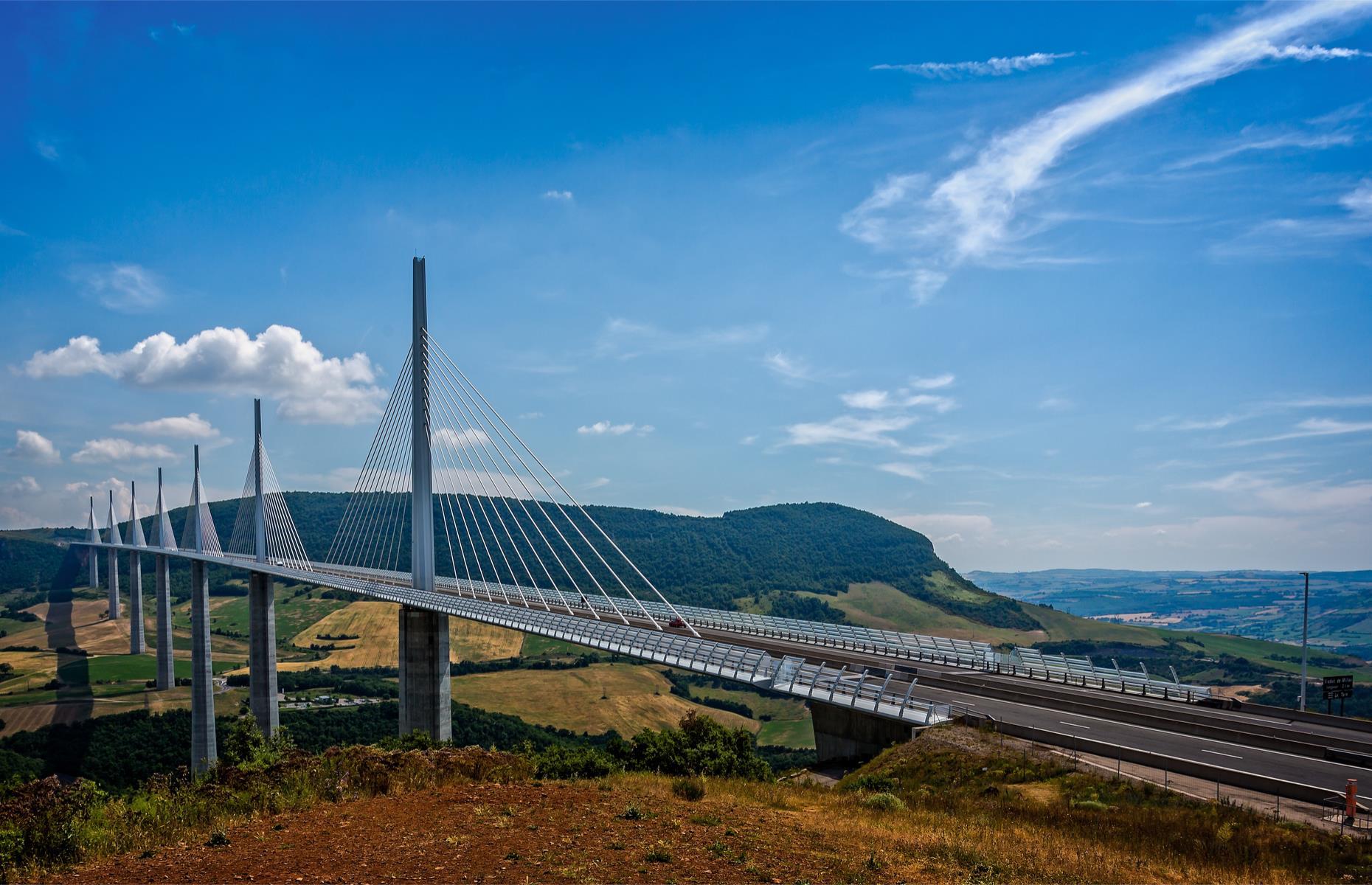 Stretching proudly across the River Tarn in southern France, the Millau Suspension Bridge is an incredible structure. Follow the A75 autoroute to cross what is the world's tallest bridge and marvel at its engineering as well as the soaring views of the river and Massif Central mountains. In some parts, it's taller than the Eiffel Tower. The bridge, which opened in 2004, isn't accessible for pedestrians.