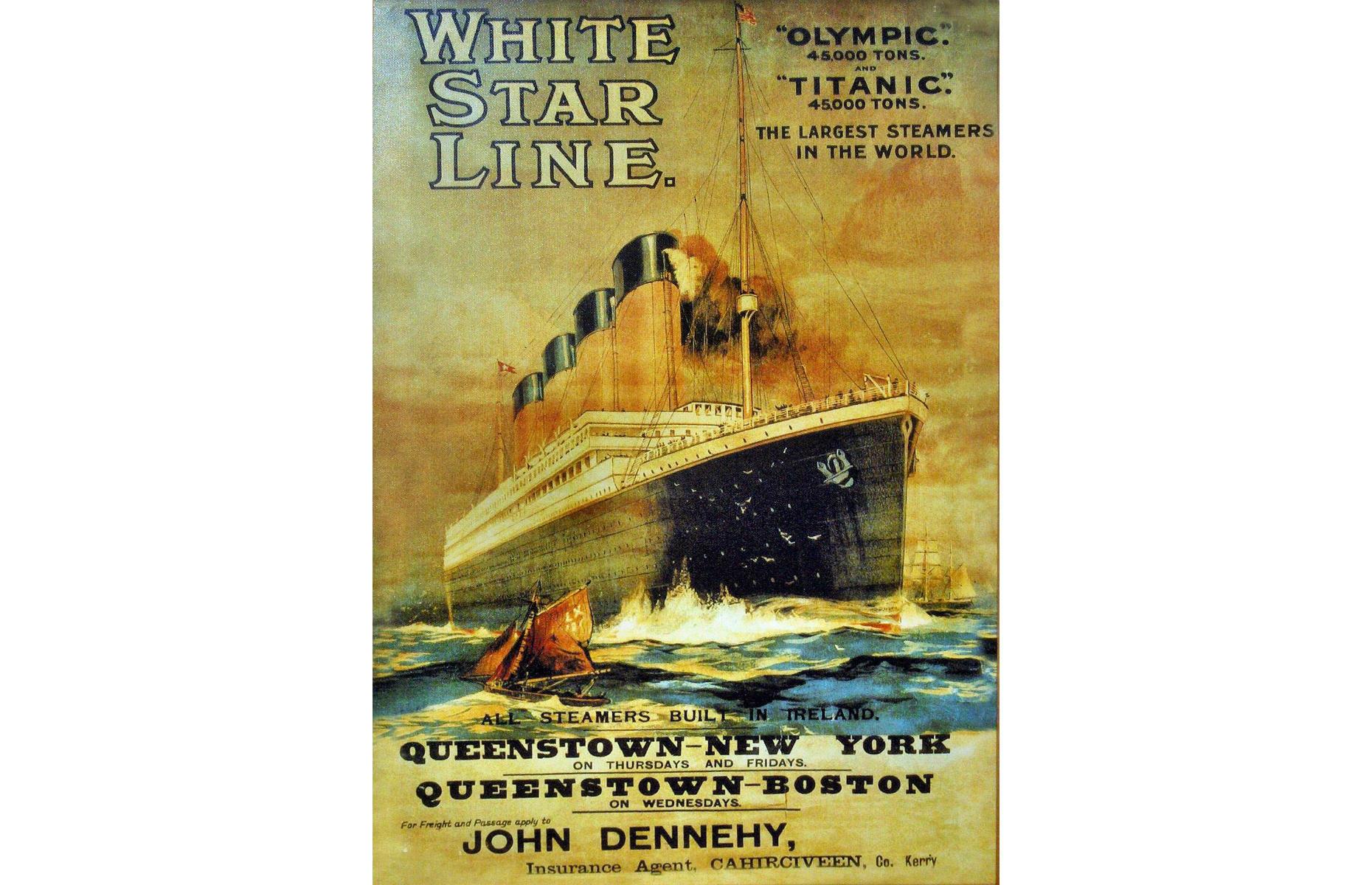Diapositiva 2 de 46: El Titanic fue construido durante la época dorada de los viajes por mar.  El creciente número de inmigrantes al Nuevo Mundo y de pasajeros más ricos a principios del siglo XX significó que la competencia por los negocios en las travesías de Europa a Nueva York fuera feroz.  Los planes se establecieron por primera vez para el Titanic (y sus barcos hermanos casi idénticos, el Olympic y el Britannic) en 1907 por la White Star Line.  Otras compañías, incluida Cunard, ya tenían populares barcos de pasajeros como el RMS Lusitania y el RMS Mauretania, y el Titanic fue diseñado para competir con estas estrellas del mar.