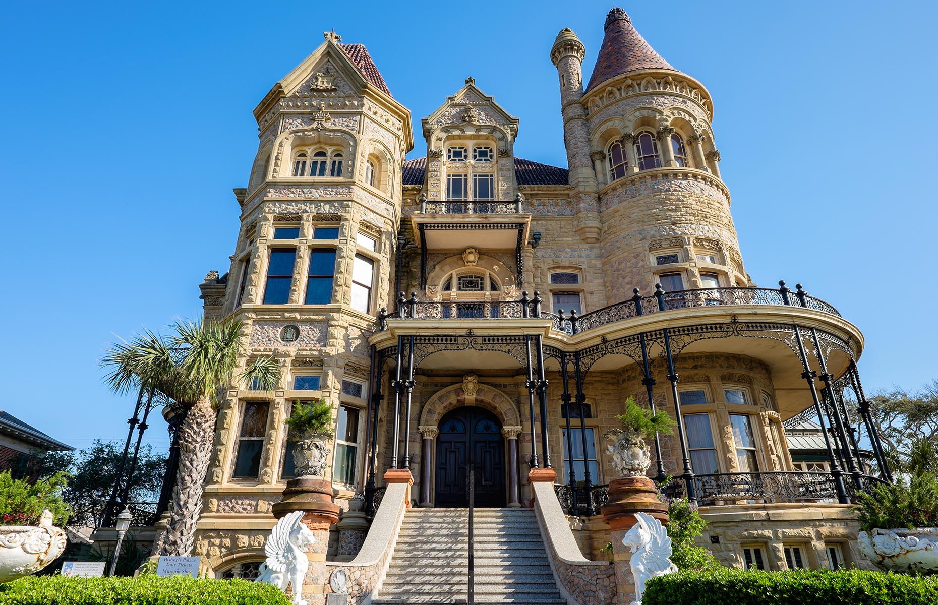 It’s a little small for a palace but this beloved Galveston property is deserving of its name. Built in 1892, it's an impressive example of Victorian architecture, with striking features such as intricate red turrets, gargoyles and bold, circular towers. It was the brainchild of celebrated Galveston architect Nicholas Clayton, who built many of the city’s most beautiful buildings.