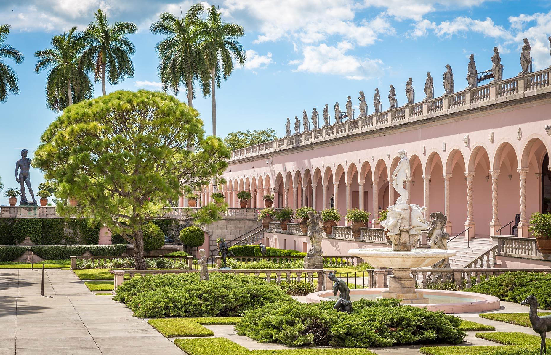 <p>The façade is particularly impressive, with intricate cresting and blue-stained glass, while the luxurious interior is fit for the string of celebrity guests that once frequented it. Ringling lived here until his death in 1936, when his beloved state of Florida inherited it. A string of renovations mean it is now as dazzling as ever – visitors can tour the property, before heading over to The Museum of Art, also a project of Ringling’s. There are some <a href="https://www.ringling.org/hours-and-admission">special arrangements in place for visitors during COVID-19</a>.</p>