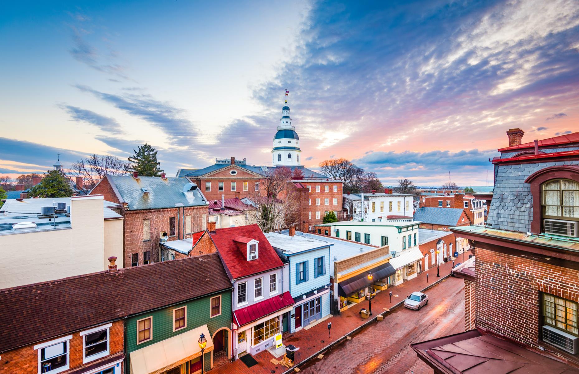 <p>Sat on Chesapeake Bay, Maryland’s picturesque capital has more 18th-century buildings than anywhere else in the US and plenty of quaint cobblestone streets too. The city was named Annapolis by the Royal Governor Sir Francis Nicholson in honor of Princess Anne, who went on to become queen in 1702. Must-see landmarks in its historic center include the Maryland State House, where the Treaty of Paris was signed in 1783, ending the Revolutionary War. It's currently closed due to COVID-19; <a href="https://msa.maryland.gov/msa/mdstatehouse/html/home.html">check the website</a> for updates.</p>