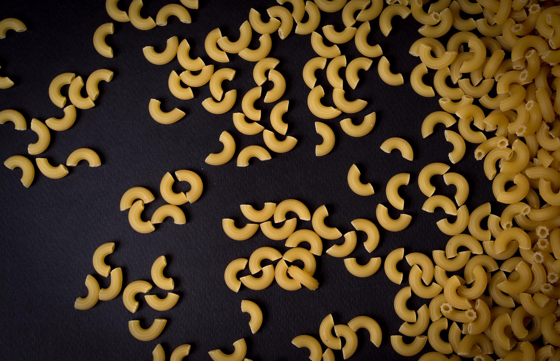 Macaroni comes in different shapes and sizes. Long, short, curly and ridged tubes are suitable for the dish but it's the curved elbow macaroni that's used most often. Other types of pasta such as campanelle, conchiglie and penne are also good because these shapes collect sauce, though purists argue that without macaroni it's just a cheesy bake. Avoid miniature shapes as these can become mushy.