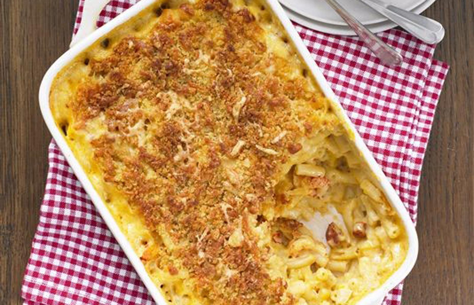 <p>For an even more indulgent dish, incorporate ham, lardons, bacon or pancetta into the mix. If you’re feeling really decadent, grate truffle over the top or add luxurious seafood, like lobster tails, crayfish or crab.</p>  <p><a href="https://www.lovefood.com/recipes/59996/the-hairy-bikers-crayfish-macaroni-cheese-recipe"><strong>Get the recipe for crayfish mac 'n' cheese here</strong></a></p>