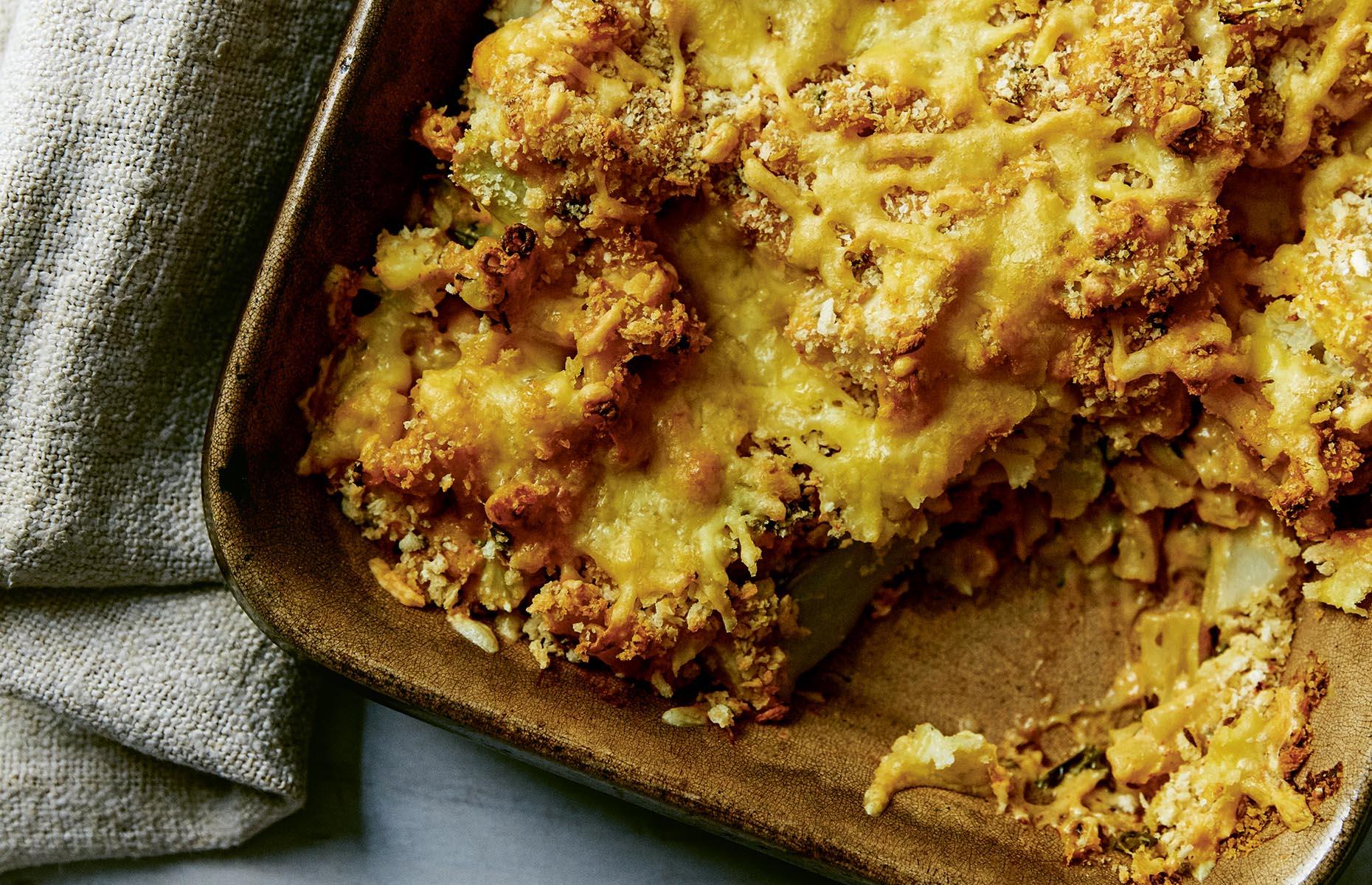 <p>Another option is to combine cauliflower cheese with mac 'n' cheese to make cauliflower mac 'n' cheese. You could also incorporate peas, potatoes, carrot or broccoli.</p>  <p><a href="https://www.lovefood.com/recipes/93562/macaroni-and-cauliflower-cheese-recipe"><strong>Get the recipe for cauliflower mac 'n' cheese here</strong></a></p>