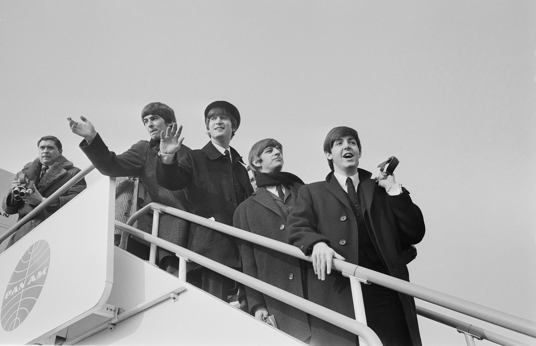 The term "jet-set" was coined to refer to those who were privileged enough to travel on these new commercial jet airliners. Among the regular passengers were the biggest celebrities of the day. Here, The Beatles are pictured in their heyday, leaving a Pan Am flight in London in 1964.