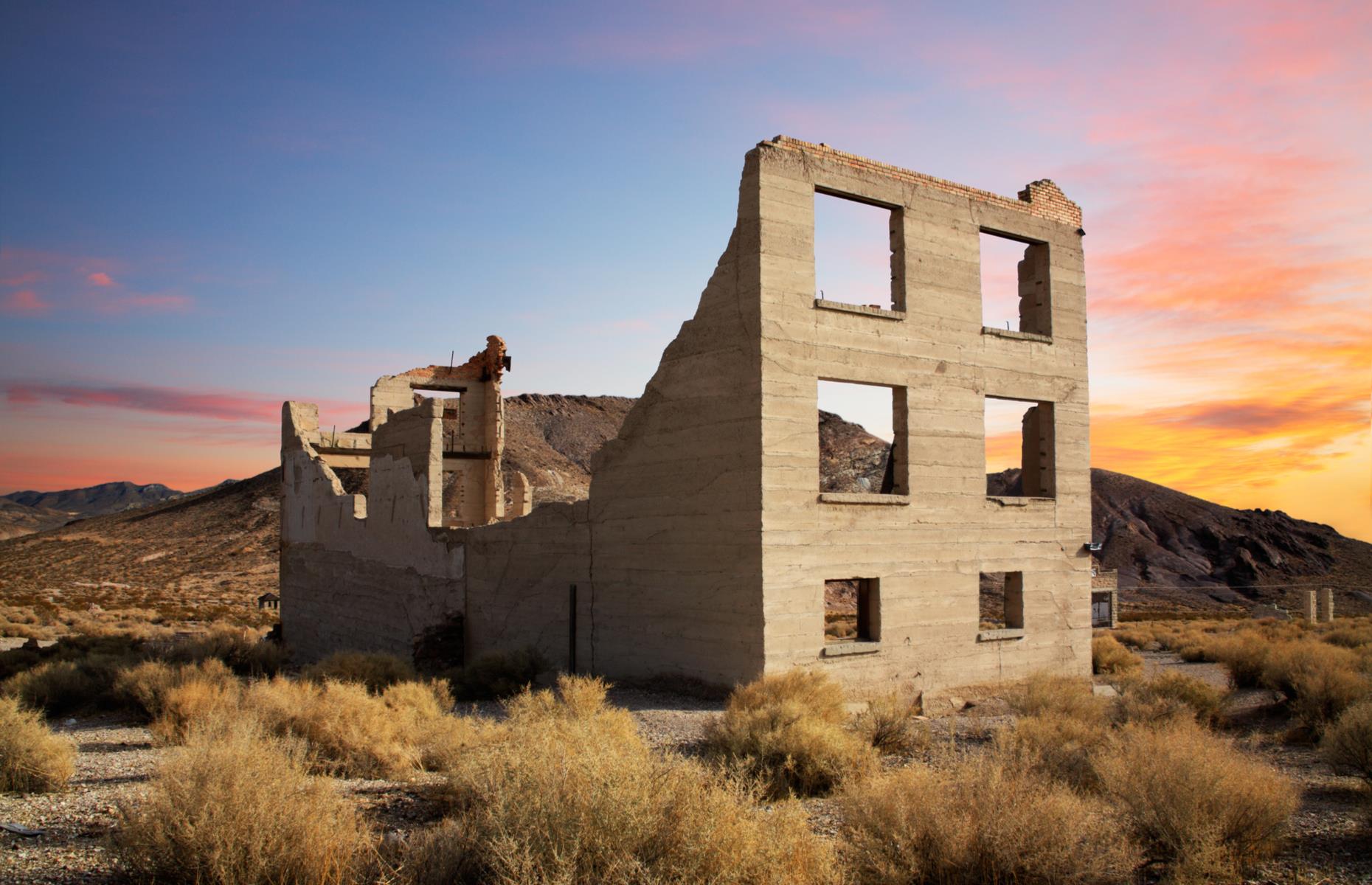 <p>This town, near the eastern edge of Death Valley, boomed during the Gold Rush of the early 20th century but quickly went into decline and was deserted in 1916. The remnants – including a well-preserved railroad depot, school, bank and general store – look especially eerie against the stark, shrubby, desert backdrop. A scattering of art installations, added from 1984 and including a metal model of a miner with a penguin, take the scenery to an even more bizarre level.</p>