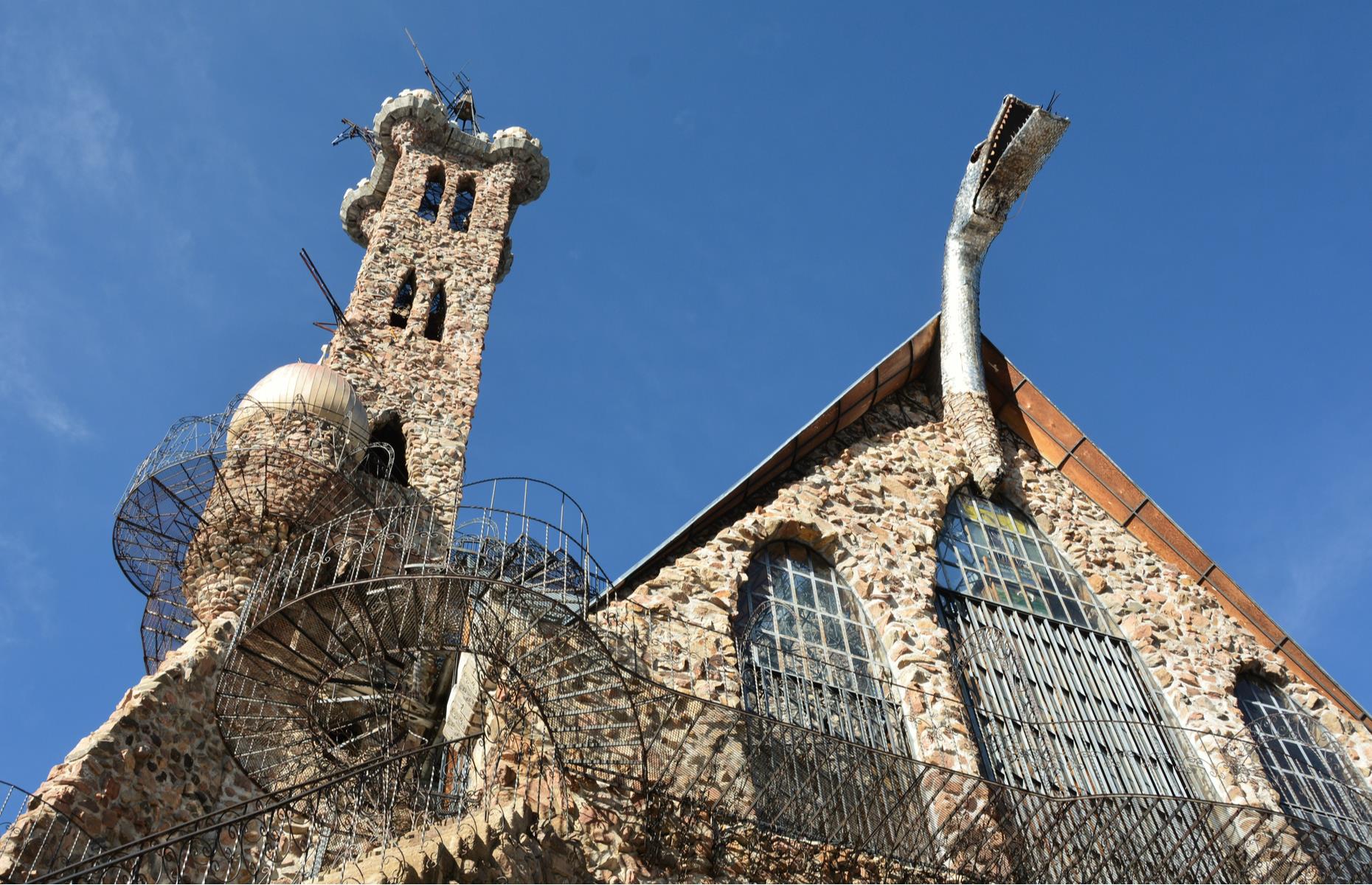 <p>It’s hard to believe <a href="http://www.bishopcastle.org/">this intricate monument</a> is the product of one man’s imagination, let alone built by one man’s hands. The elaborate, self-built stone and iron structure has been chiseled, embellished and decorated by Jim Bishop over six decades. What started as a one-bedroom stone cottage is now a 16-story fortress with cathedral windows and a steel dragon. It’s just off the curvy Highway 165, which wiggles through central Colorado.</p>