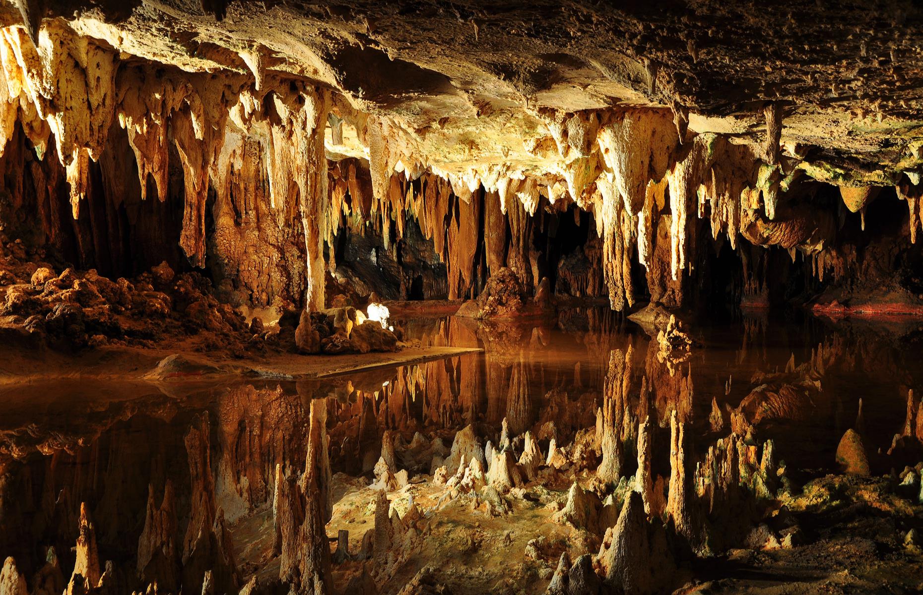 <p>Buried on the fringes of Shenandoah National Park, <a href="https://luraycaverns.com/">Luray Caverns</a> is hard to beat for its staggering scale. You’ll find epic chambers with ceilings over 10 stories high, as well as crystalline pools such as Dream Lake, which has a surface so glassy it perfectly mirrors the stalactites above. There’s also the legendary Great Stalacpipe Organ, which can play Beethoven's Moonlight Sonata by using rubber mallets to strike 37 stalactites of varying sizes.</p>