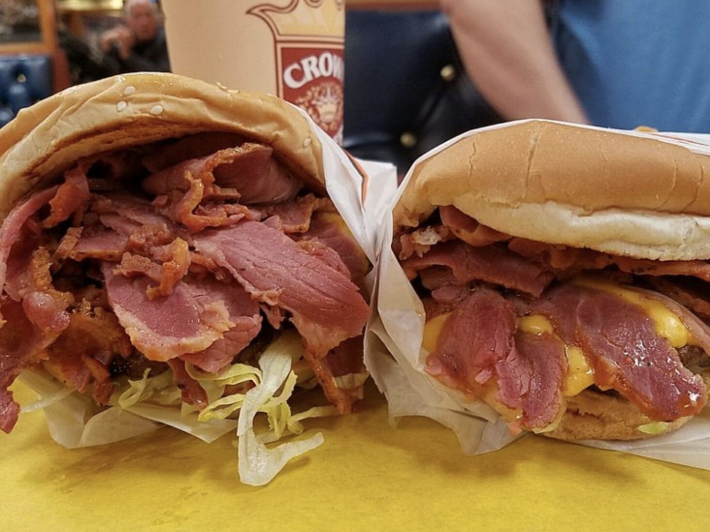 <p>When in Utah, it's perfectly acceptable to dig in to a burger topped with a quarter-pound of thin-sliced pastrami. "Pastrami burgers," which originated at <a href="https://www.yelp.com/biz/crown-burgers-salt-lake-city-6">Crown Burgers in Salt Lake City</a>, are slathered with a thousand island-style sauce as well as tomatoes, shaved lettuce, and onions.</p>
