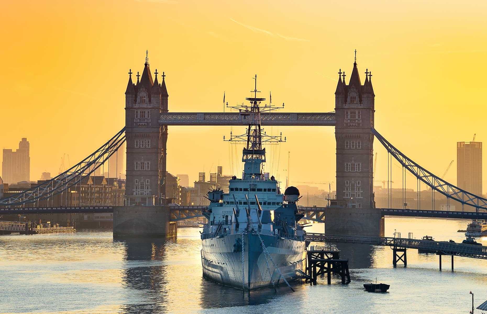Moored on the south side of the River Thames, between London Bridge and Tower Bridge, HMS Belfast is the last remaining ship of her type. Launched in 1938, the battle cruiser saw active service for 25 years, including during the Second World War, before opening as a tourist attraction in 1971.