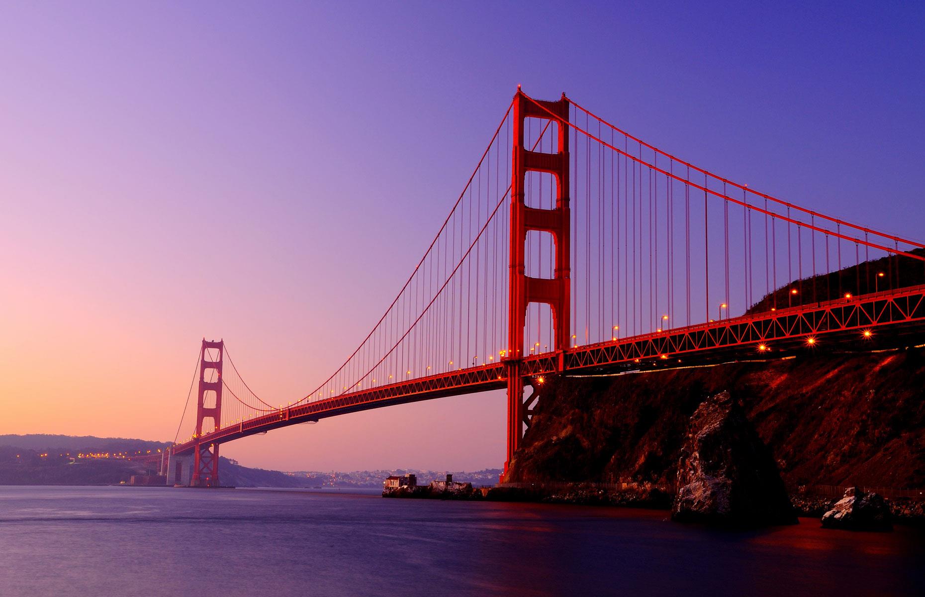 One of the most famous and beautiful suspension bridges on the planet, San Francisco's glorious Golden Gate Bridge opened to traffic in 1934. The 1.7 mile-long crossing, which has been declared a Wonder of the Modern World, was designed by engineer Joseph Strauss.