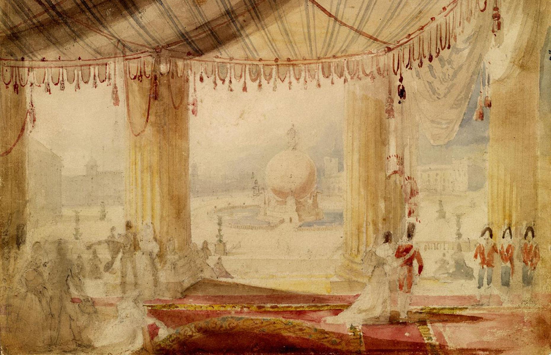 Among the entries was this elegant globe sculpture, which would have been surrounded by a water feature. The design by architect John Goldicott was revealed in this 1841 watercolor painting but didn't impress the judges as much as Railton's column.