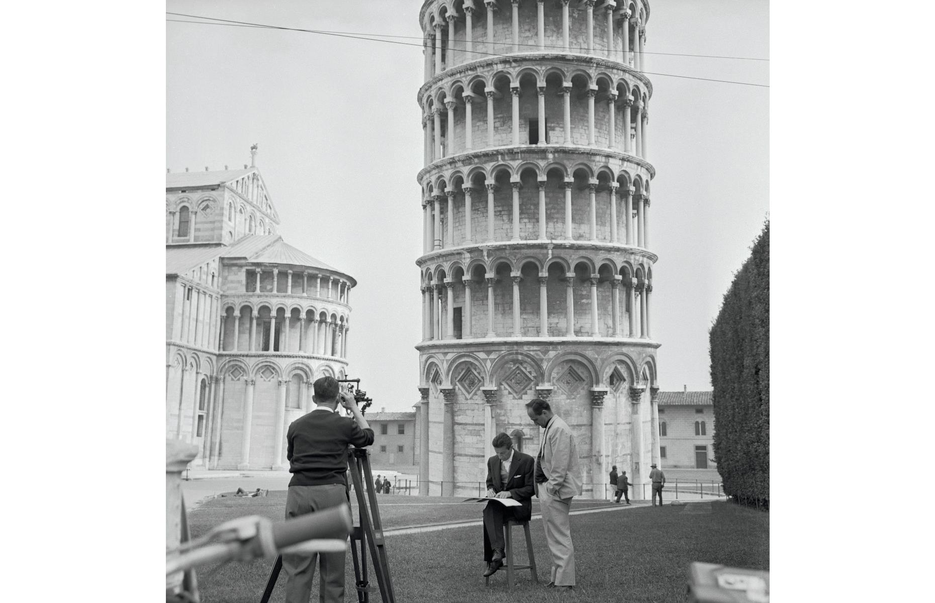 It’s a little-known fact that the Leaning Tower of Pisa, located in the city of Pisa in Tuscany, central Italy, is actually increasing its tilt ever so slightly each year. Pictured here in the 1960s, researchers from the Pisa University Geodesic and Topography Institute carry out an annual measurement to check on the tower’s tilt.