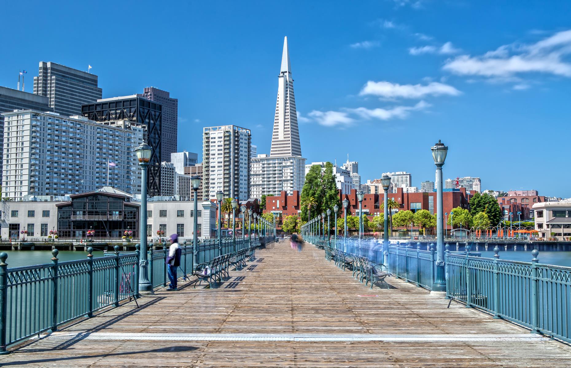 Slide 43 of 49: You won't find any sea lions on Pier 7. Instead, visitors can take in ocean views from the bench-lined jetty and gape at the impressive, pyramid-shaped Transamerica building – the upscale Waterfront Restaurant, opened in 1969, is temporarily closed. This is a quieter (and dare we say more sophisticated) alternative to the flurry at Pier 39.