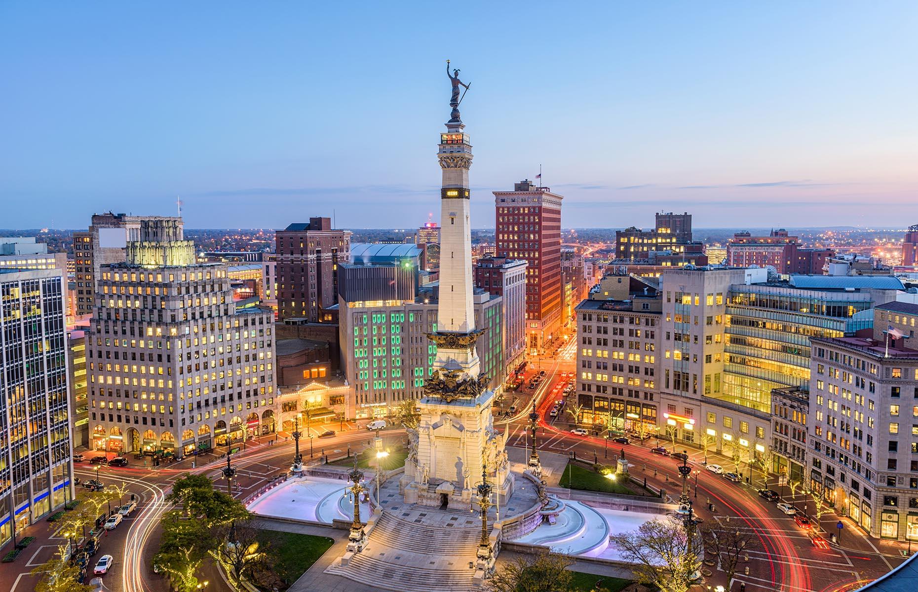 <p>Second only to Washington DC in its number of monuments, Indianapolis is a city known for its memorials. Be sure to visit the Soldiers and Sailors Monument on Monument Circle, the epicenter of Indy, and climb its 330 stairs for a 360-degree view of the city. Another highlight is the three-block pedestrian promenade called Georgia Street that would typically be alive with various events, from Food Truck Fridays to Workout Wednesdays. Check <a href="https://www.visitindy.com/indianapolis-visit-indy-response-to-covid-19">up-to-date travel information here</a>.</p>