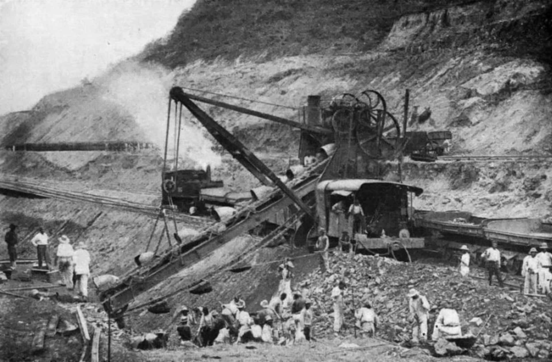 Eventually, the money ran out. Work was suspended in 1889, and de Lesseps' dream was over. In 1894, a second French company took over the project to create a lock-and-lake canal. Pictured is the excavation of the artificial gorge known as the Culebra Cut, or Gaillard Cut.