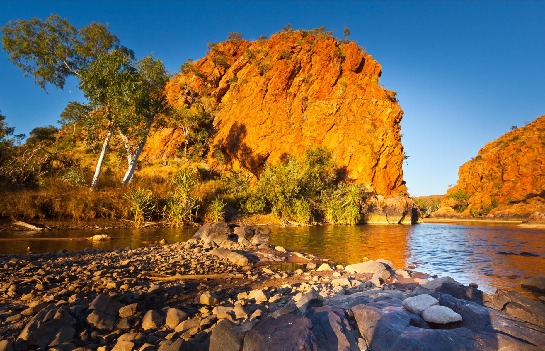Slide 22 of 32: An oasis-like town on the banks of the Ord River, Kununurra is at the eastern end of the legendary Gibb River Road, an unsealed track which traverses 410 miles (660km) through the beautiful wilderness of the Kimberley region. It's a beaut of a base to explore East Kimberly. Water is the main attraction here with the town’s name derived from Aboriginal language meaning big water. Days here are all about exploring the area's striking waterways. 