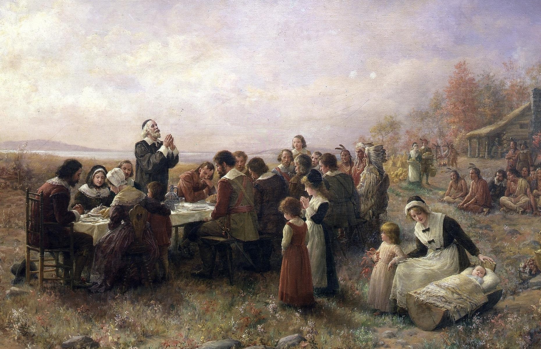 The Pilgrims’ home from home – the Mayflower – finally left North American shores in April of 1621. And thanks to help from the Native Peoples, the Pilgrims celebrated a bountiful harvest that year and had a huge feast that’s widely considered to be the very first Thanksgiving. The colonists and the Native Peoples are said to have sat down and broken bread together during this symbolic meal.