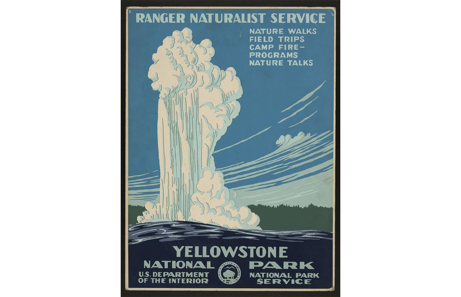 <p>The National Park Service system was established in 1916, more than 40 years after the designation of America's first national park, <a href="https://www.loveexploring.com/news/76305/of-bison-and-bears-why-yellowstone-reminds-us-of-our-place-on-the-planet">Yellowstone</a>, whose explosive Old Faithful Geyser is depicted in this retro travel poster. The Californian park was a hugely popular travel attraction, drawing more than 35,000 people to explore it in 1916. Discover <a href="https://www.loveexploring.com/galleries/83564/29-things-you-didnt-know-you-could-do-in-americas-national-parks">29 things you didn't know you could do in national parks</a>.</p>