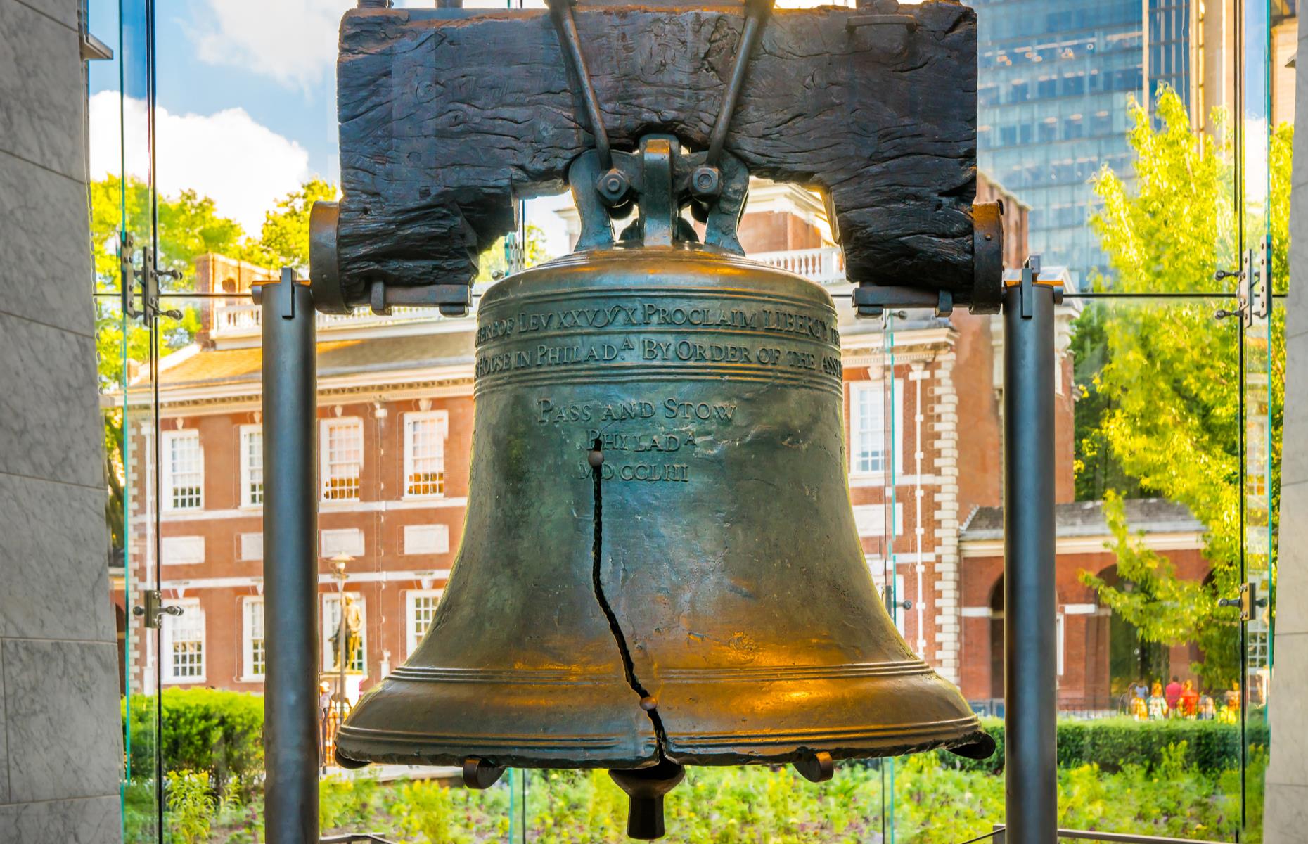 <p>A symbolic piece of Philadelphia's, and indeed America's, history, the great, cracked Liberty Bell (part of the Independence National Historical Park) once hung in Independence Hall. Today, it has <a href="https://www.nps.gov/inde/planyourvisit/libertybellcenter.htm">its own dedicated center</a>, with informative exhibits detailing the bell's significance. The displays tell how the bell was rung out for the Declaration of Independence, and also for abolition and women's suffrage.</p>