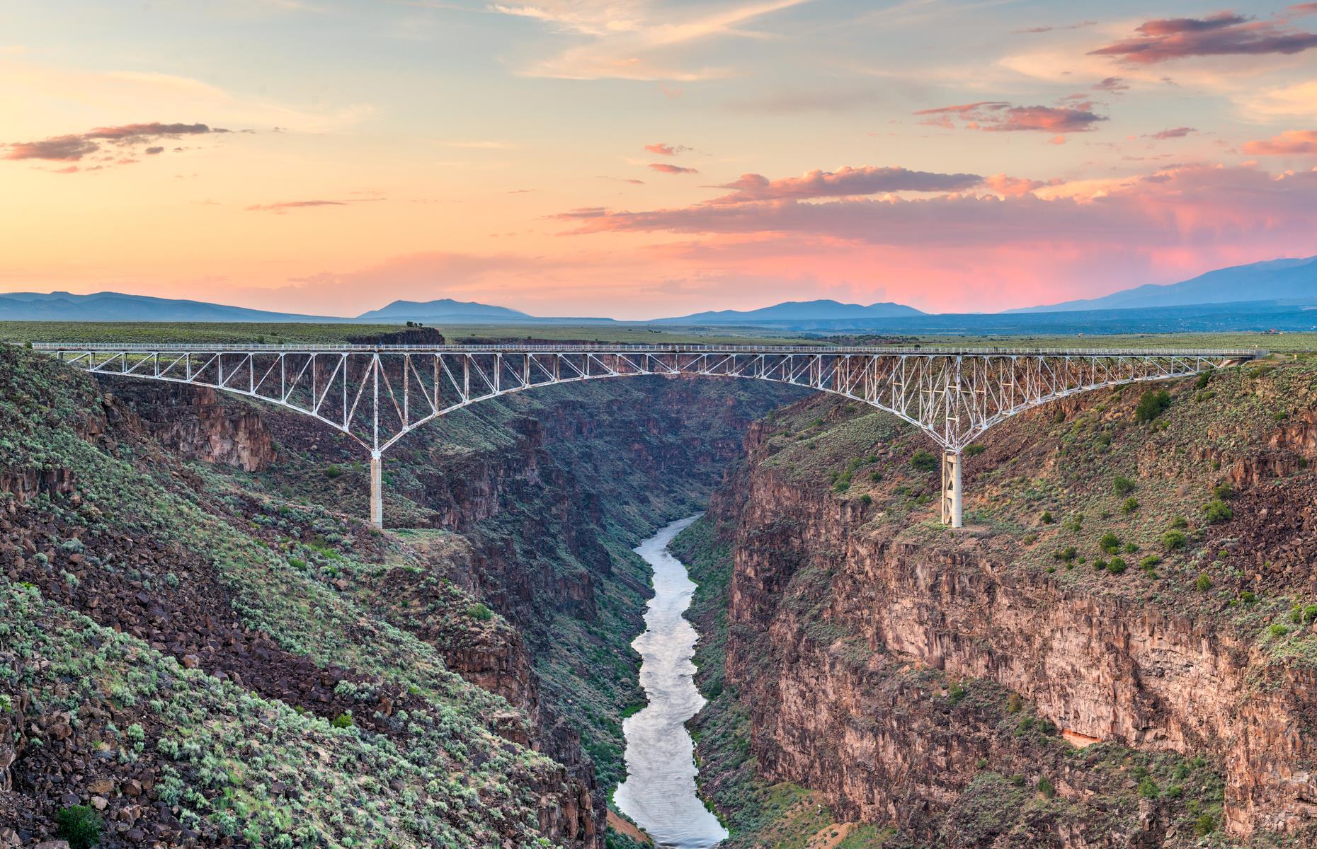 This epic structure is more than just a way to get from A to B: it's a bona fide tourist attraction that has graced the silver screen on numerous occasions. You'll find it along Highway 64, not far from the sunbaked adobe structures of Taos. Drive across it or wander along the sidewalks so you can truly appreciate the rugged Rio Grande Gorge and the swirling Rio Grande River below.