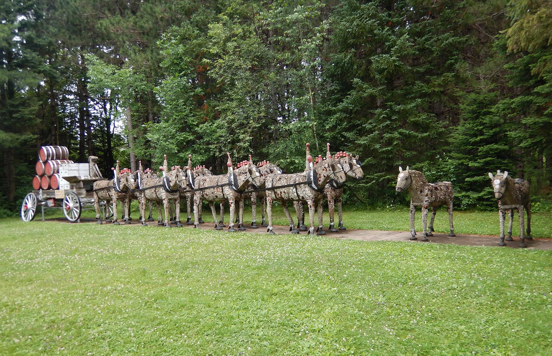 <p><a href="https://wisconsinconcretepark.org/">This roadside spot</a> in northern Wisconsin is exactly what it sounds like: a leafy park filled with eclectic concrete sculptures of everything from a horse-drawn cart to lumberjacks. They're the vision of Fred Smith, a former lumberjack himself, who turned his hand to this quirky art form in his retirement. It's free to visit these curious statues, embellished with colorful glass, though donations are welcome. </p>