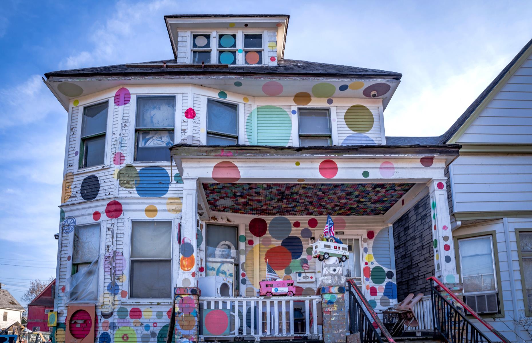 <p>It's completely free to wander down this street in the Motor City's East Side and drink in <a href="https://www.heidelberg.org/">the weird and wonderful works</a> by artist Tyree Guyton. Guyton, who is often spotted tending to his curious creations, embodies the saying 'one man's trash is another man's treasure'. He warps sculptures and scenes from materials that have been found and visitors can expect to see houses emblazoned with polka dots, rainbow-faced clocks and structures made from dolls, stuffed animals, shoes and auto parts.  </p>