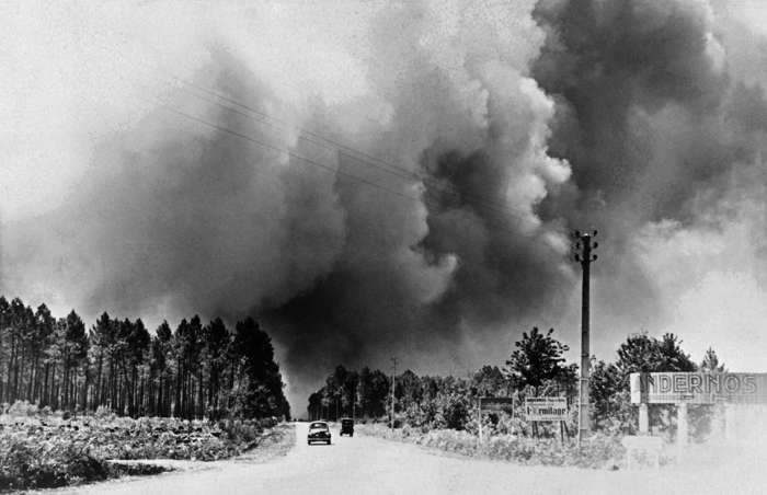 26 of 64 Photo in Gallery: France’s deadliest forest fire tore through the Landes forest, in the southwest of the country, in the summer of 1949. Fueled by three hot and dry summers and fanned by strong northeasterly winds, the flames devastated the forest and killed 82 people.  These are the world's most destructive forest fires