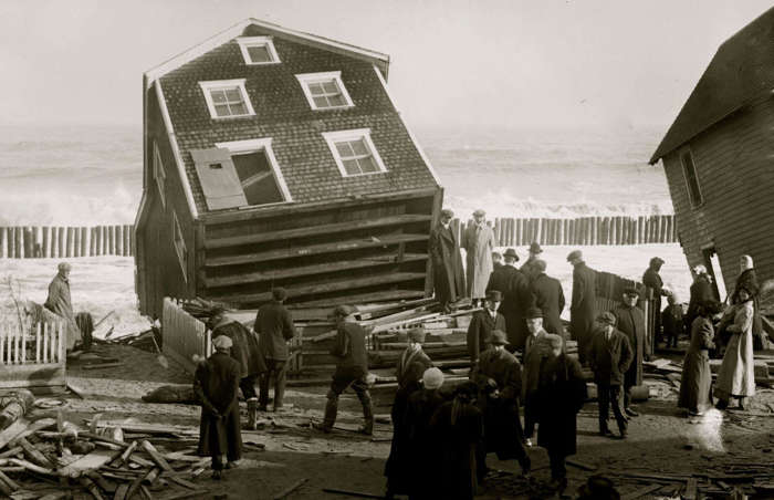 3 of 64 Photo in Gallery: The Vagabond Hurricane, also known as the&nbsp;New Jersey Hurricane, hit the East Coast of America on 16 September 1903. The intense storm originated some 550 miles (885km) away, off the coast of Antigua, and reached&nbsp;New Jersey with wind speeds of 80 miles per hour (130km/h). The incident caused ships to capsize, left 30 people missing and destroyed dozens of buildings. According to the World Heritage Encyclopedia, President Roosevelt's life was also briefly&nbsp;threatened, when&nbsp;he found himself stranded on a&nbsp;yacht.