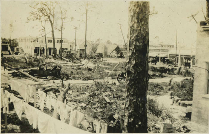 16 of 64 Photo in Gallery: A monstrous Category 4 hurricane ravaged Guadeloupe, Puerto Rico and the Gulf Coast in September 1928. In the US, the storm made landfall near West Palm Beach in Florida on 17 September, destroying many buildings in its wake. A storm surge caused Lake Okeechobee to flood, resulting in at least 2,500 people drowning and houses being swept away.&nbsp;