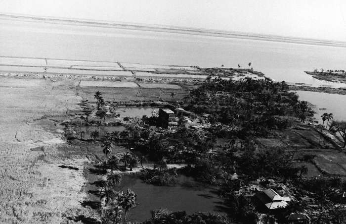 37 of 64 Photo in Gallery: A deadly tropical storm that struck Bangladesh – or East Pakistan as it was known at the time – led to the greatest loss of life ever due to a cyclone. It’s thought between 300,000 and 500,000 people perished as a result of the treacherous storm that formed over the Bay of Bengal in November 1970. This image shows the coastal area of Patuakhali, which was left littered with dead cattle after the powerful winds and tidal wave wreaked havoc.&nbsp;