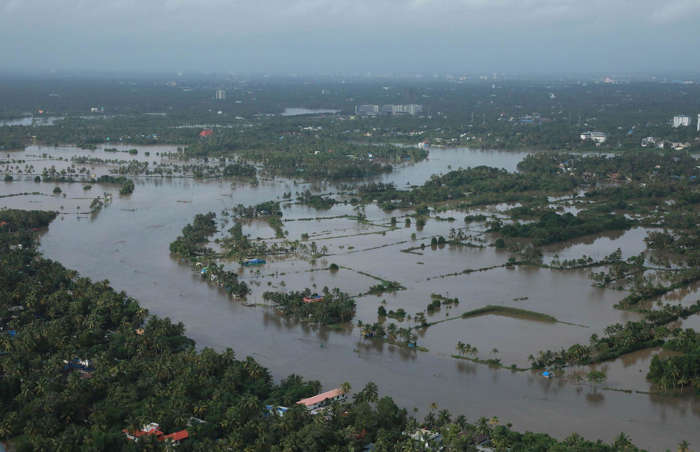 59 of 64 Photo in Gallery: The worst monsoonal floods in a century led to extensive loss of life and damage across the southern Indian state of Kerala in August 2018. Torrential rain in a short space of time led to landslides and sent torrents crashing through villages. Thousands of people were marooned and rescue efforts were hampered by high winds.