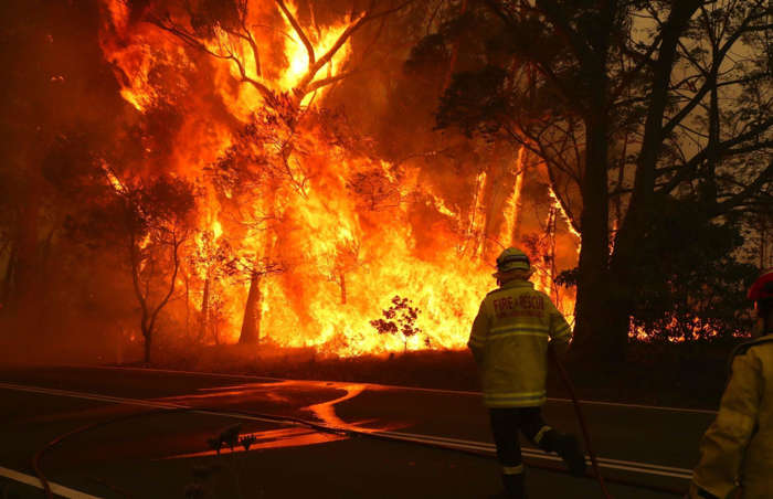 63 of 64 Photo in Gallery: When 2019 drew to a close, the world watched hopelessly as Australia continued to endure devastating bushfires. Caused by soaring temperatures, drought and high winds, the 2019 bushfire season started in June and continued into the New Year, eradicating 72,000 square miles (186,000sq km) of land. According to the Center for Disaster Philanthropy, almost 3,000 homes were destroyed, 34 people lost their lives and more than a billion animals were killed.  Now discover 2020's most dramatic images that capture the force of nature