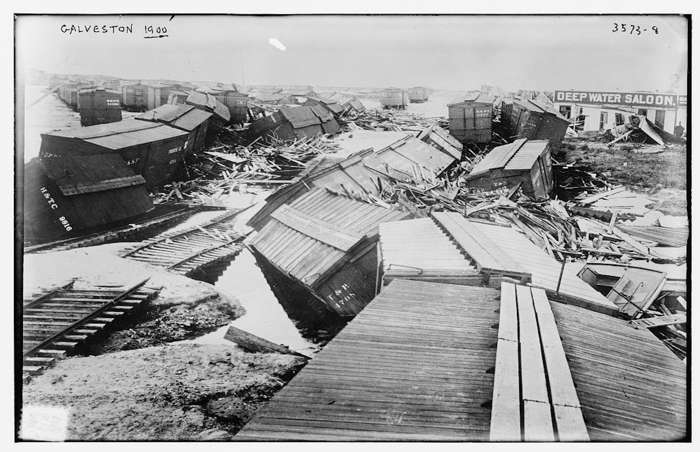 2 of 64 Photo in Gallery: The deadliest natural disaster in US history took place on 8 September 1900, when a Category 4 hurricane ripped apart the island city of Galveston on Texas’s Gulf Coast. The estimated death toll of between 8,000 and 12,000 people was a result of extreme winds, flying debris and storm swells that submerged the city. Residents were caught unawares, since US meteorologists underestimated warnings from Cuba about the incoming storm and its direction.&nbsp;