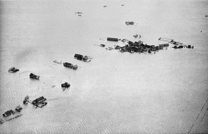 29 of 64 Photo in Gallery: One of Europe’s most dramatic weather events took place on 31 January 1953, when hurricane-force winds gathered over the North Sea and caused a mighty storm surge. The wall of water barreled towards the Netherlands, Britain’s east coast and parts of Belgium. In the former, the flooding, which became known as Watersnoodramp, led to at least 1,800 deaths and an extensive loss of livestock and property. It was the Netherlands' worst natural disaster.