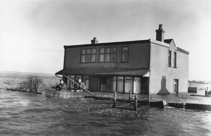 30 of 64 Photo in Gallery: The powerful storm also decimated parts of the UK, killing 307 people. In the treacherous weather, the ferry MV Princess Victoria sank off the County Down coast and 133 lives were lost as a result. Canvey Island in the Thames estuary was one of the worst hit on the UK’s eastern coast. The low-lying island was impacted by the tidal surge and engulfed by water. Around 13,000 people were evacuated and tragically 59 people died, many from exposure while waiting on cold rooftops to be rescued.&nbsp;