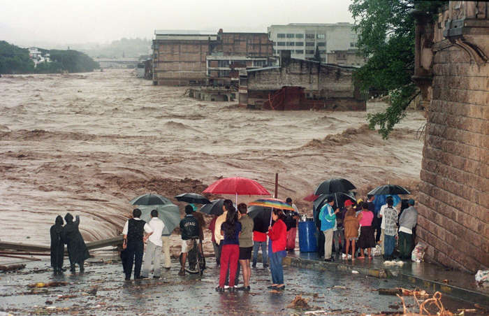 51 of 64 Photo in Gallery: Honduras was the first country to be torn apart by Hurricane Mitch, a deadly storm that struck Central America in late October 1998. Severe floods and mudslides saw villages swept away and thousands killed. Nicaragua was also hard hit by Mitch. Its intensity lessened and it reached Florida as a tropical storm in November. In total, more than 11,000 people died.