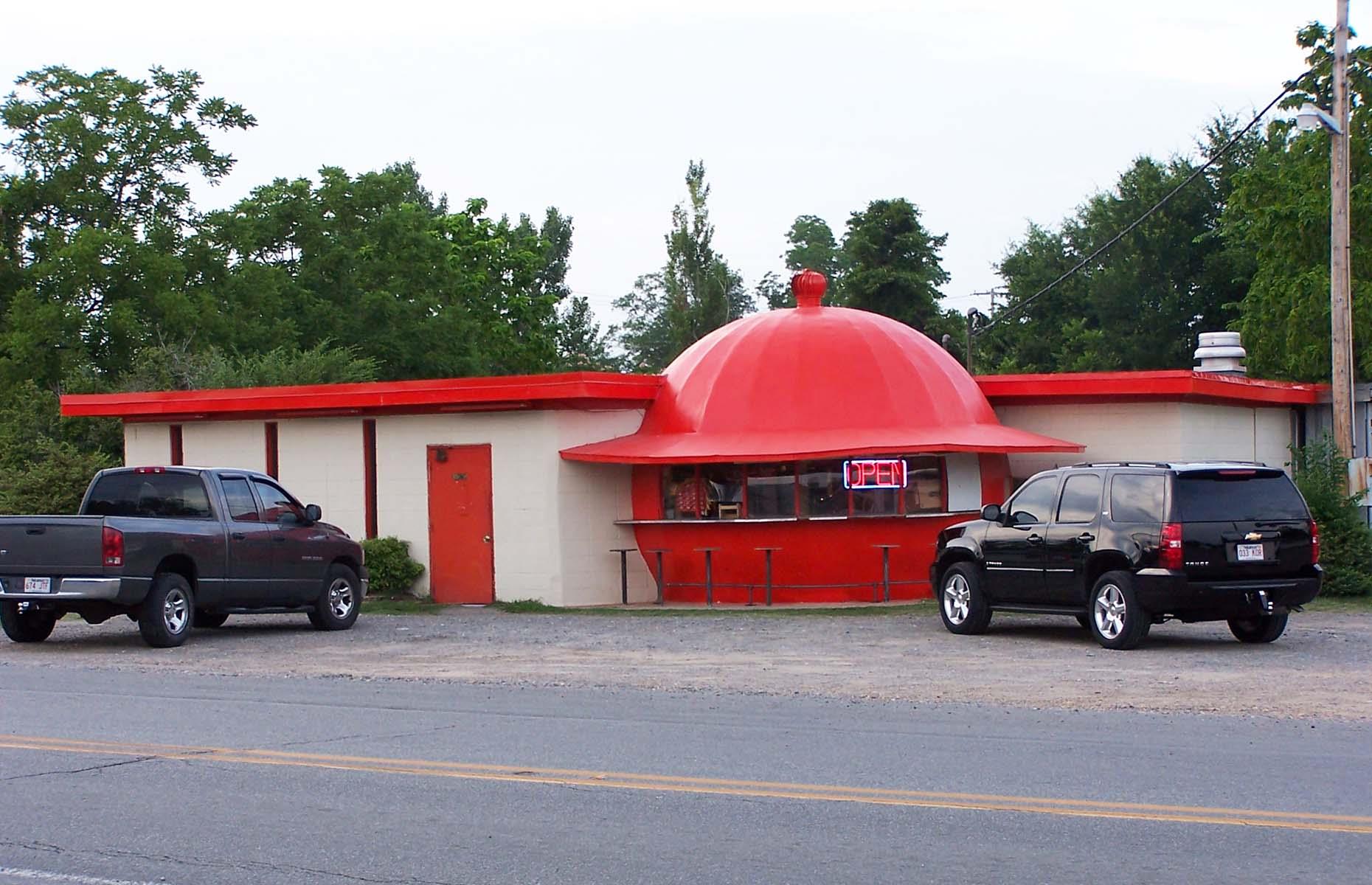 <p>While driving through Redfield, halfway between Little Rock and Pine Bluff, you’ll find the Mammoth Orange Cafe, which has been a roadside pit-stop <a href="https://www.arkansas.com/redfield/attractions-culture/mammoth-orange-cafe">since 1966</a>. Live out your retro dreams and stop by the domed diner for <a href="https://www.yelp.com/biz/mammoth-orange-cafe-redfield-2">the best</a> hamburgers, hot dogs, chili dogs and Cajun fries around.</p>  <p><strong><a href="https://www.lovefood.com/galleries/69989/the-worlds-most-beautiful-historic-cafes?page=1">Now check out the most beautiful historic cafés in the world</a></strong></p>
