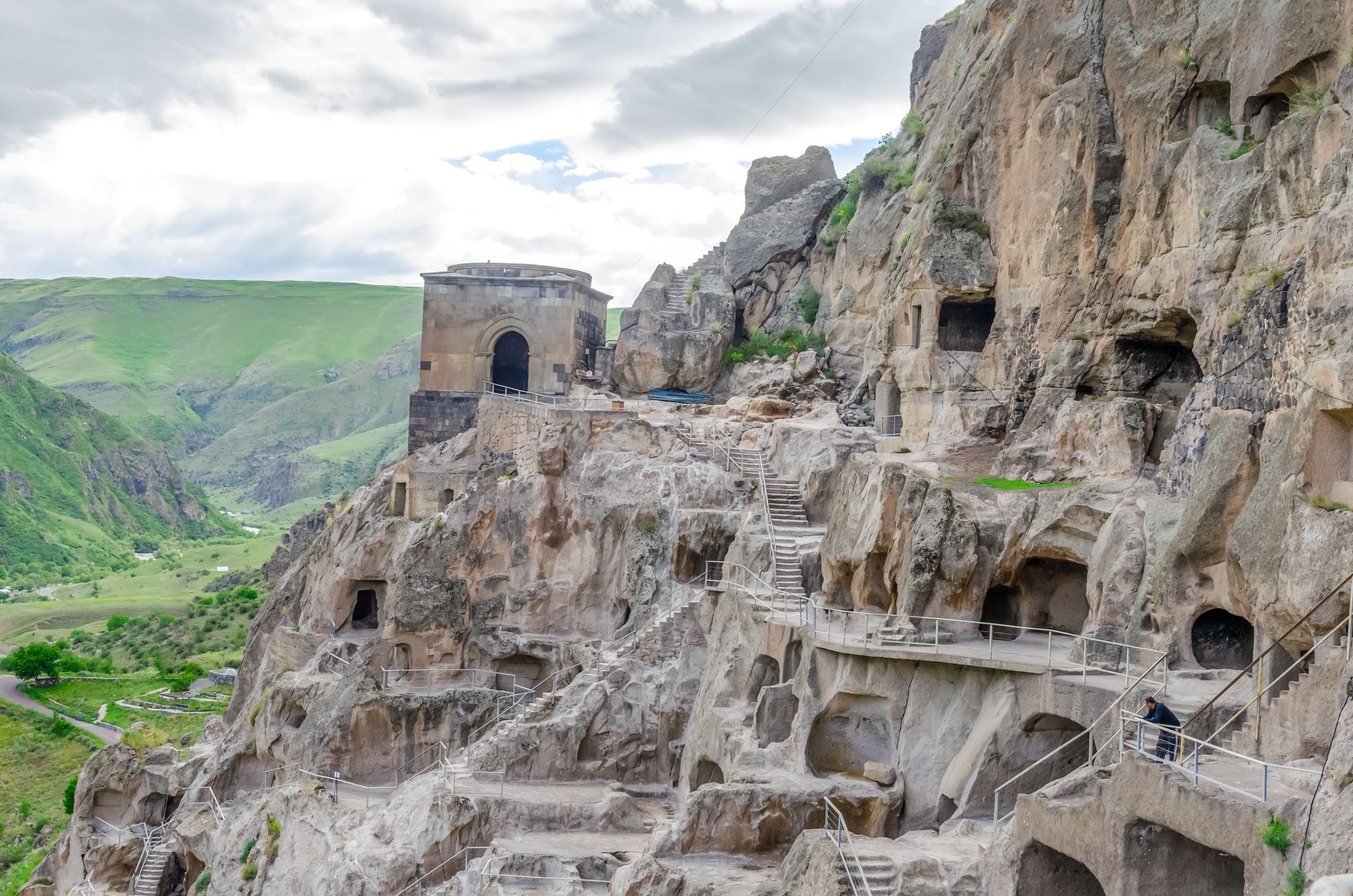Slide 15 of 52: This cave monastery was built in the late 1100s to protect the medieval kingdom of Georgia from the Mongol Empire. 