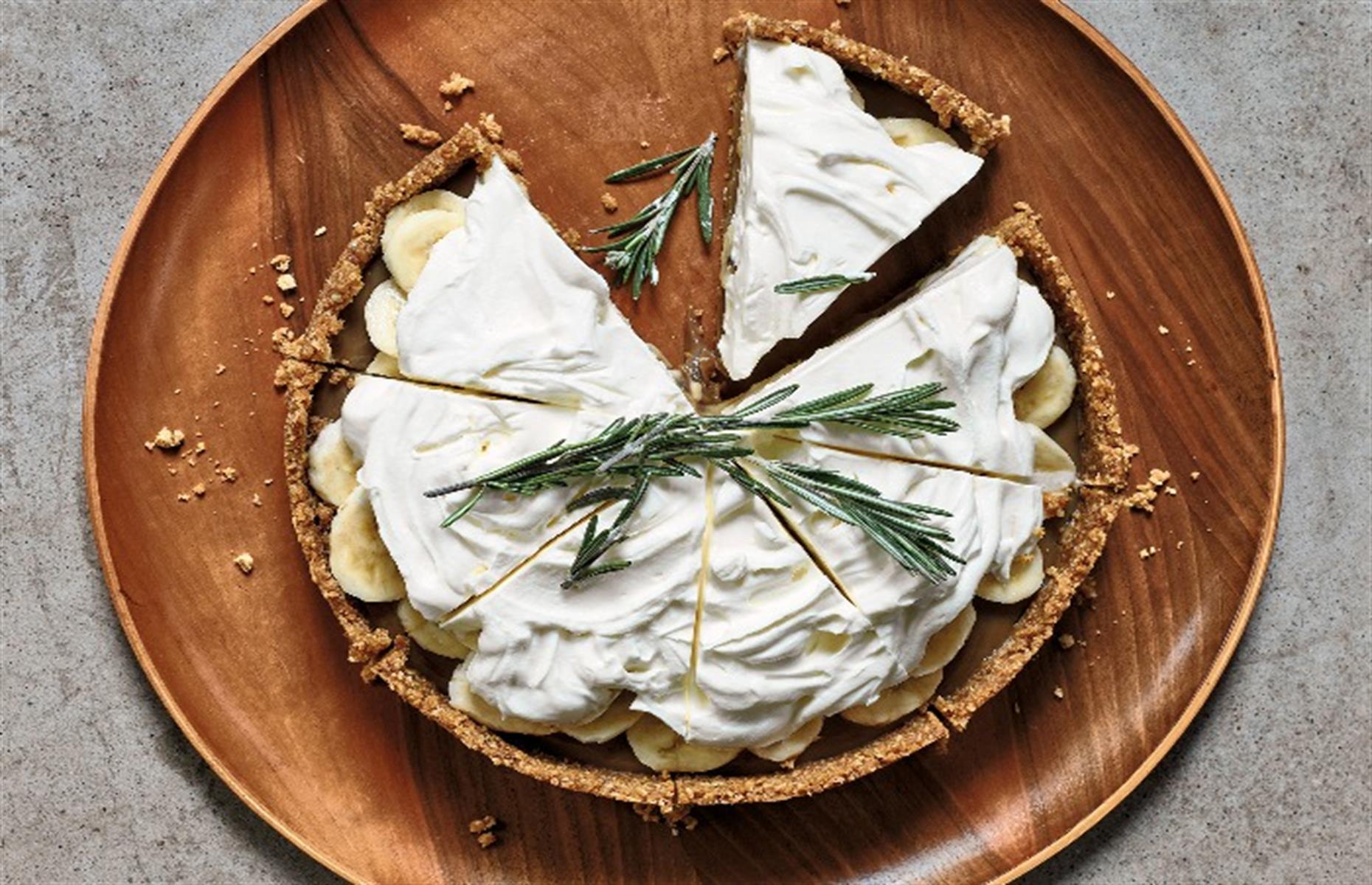 Slide 24 of 31: This firm family favorite has been jazzed up with fresh rosemary added to the caramel layer. It's an easy pie to make, but allow time for the crust, then the caramel, to chill and set in the fridge, before adding a layer of whipping cream and sliced bananas. Get the recipe for rosemary banoffee pie here