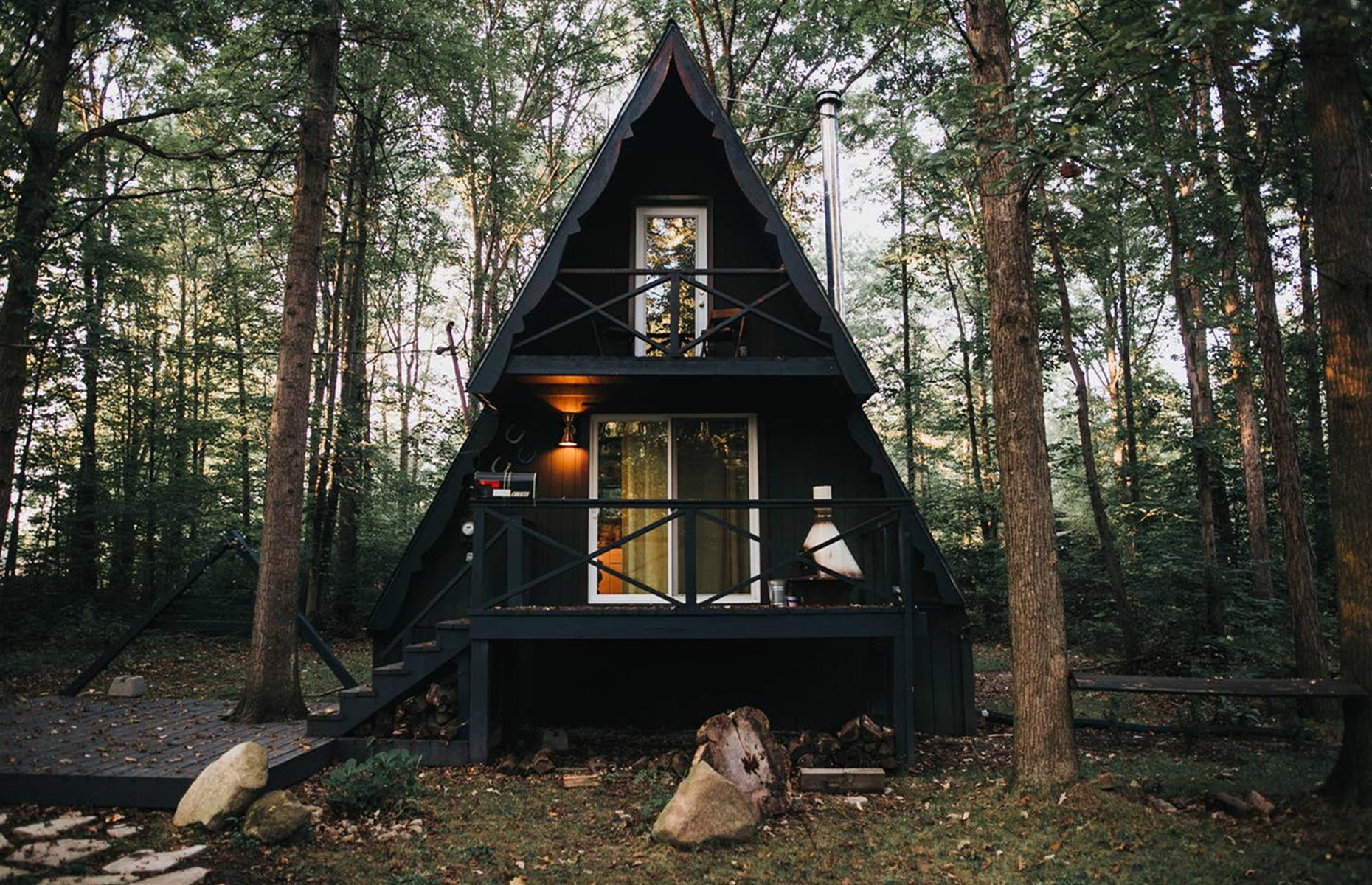 <p>Those looking to escape the city need look no further than this unique A-frame home called <a href="https://www.airbnb.co.uk/rooms/22995081">The Triangle</a>. Able to accommodate four guests, it comes complete with a wood-burning stove, exposed beams throughout and small terraces on both levels. The quaint village of West Farmington has several local produce shops (it's recommended you call ahead before visiting), while the surrounding landscape is fantastic for relaxing nature walks. The bolthole is available to book from $86 a night.</p>