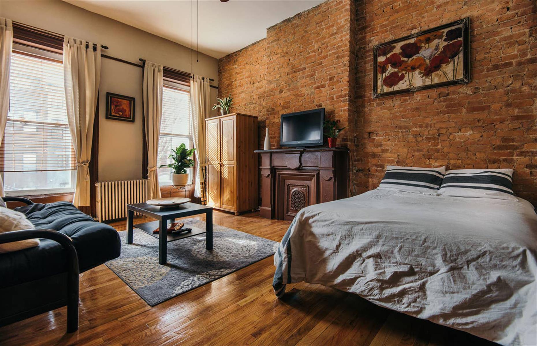 <p>Nothing's more authentically <a href="https://www.nycgo.com/">New York</a> than staying in an original brownstone loft with an exposed brick wall. Located in one of Brooklyn's most historic areas, home to many authentic brownstone buildings, <a href="https://www.airbnb.co.uk/rooms/17339881">the studio</a> is surrounded by great restaurants and bars (opening times may vary due to COVID-19) and is within easy reach of subway lines A and G that connect Brooklyn with Manhattan. The studio also has a beautifully renovated bathroom and kitchen with stainless steel appliances and can be booked for $120 per night.</p>