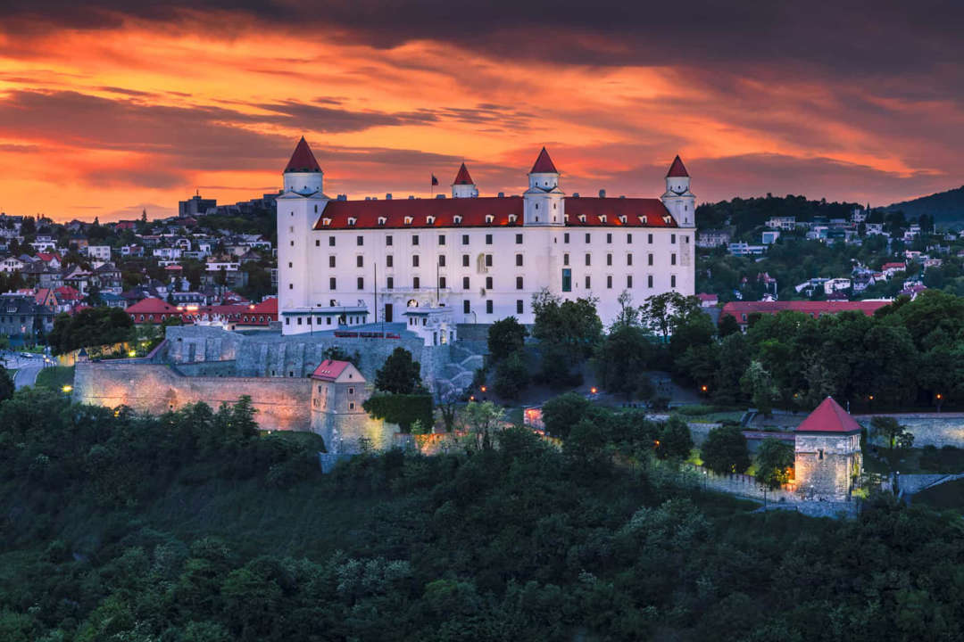 Slide 9 of 58: Once part of Czechoslovakia, the Slovak Republic eventually became known as Slovakia. The capital, Bratislava, is distinguished by its impressive castle. 